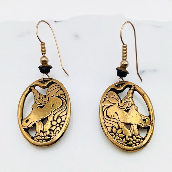 Pepi and Company Jewelry - Vintage Gold Tone Unicorn Earrings Pepi And Company J.W. Pewter